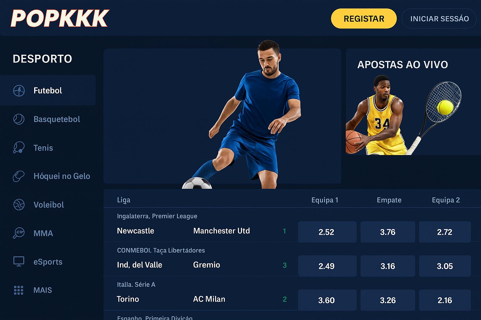 Aposte em apostas esportivas no cassino online POPKKK
